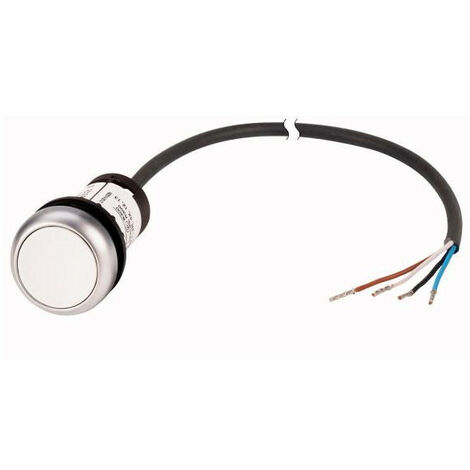 Bouton-poussoir RMQ Compact blanc plat à accrochage 1o/0f extrémité ouverte câble noir 1 m. EATON C22-DR-W-K10-P62