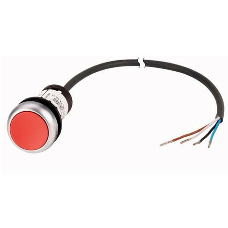Bouton-poussoir RMQ Compact rouge plat à accrochage 0o/1f extrémité ouverte câble noir 3 5 m EATON C22-DR-R-K01-P65