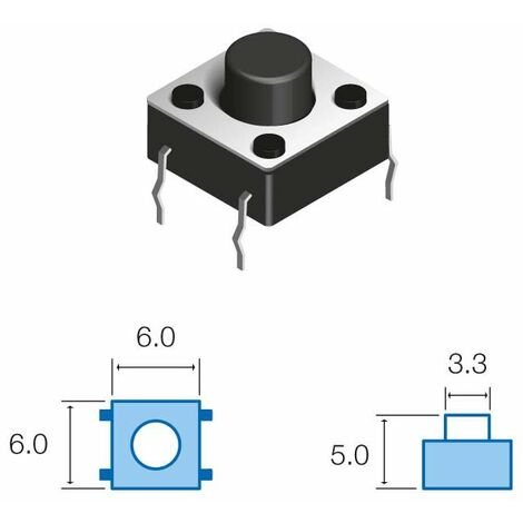 Bouton poussoir tactile 6x6mm – Force de commutation 1,6N – Montage circuit imprimé THT – Mode de fonctionnement OFF-(ON) – Ninigi - Sw060-0230a