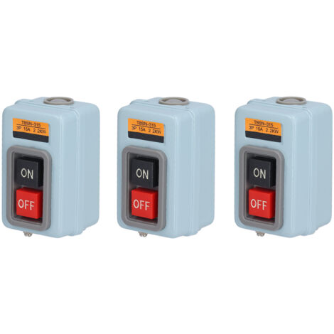 Bouton-Poussoir Triphasé TBSN‑315, 10 Unités, Commande Moteur 380V 15A, Station 2 Positions