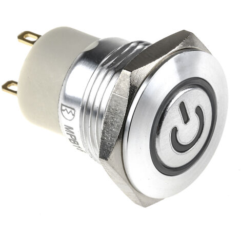 Bouton-poussoir, Verrouillable lumineux, LED Blue, Red, Unipolaire à une direction, 2 A, Montage panneau ( Prix pour 1 )