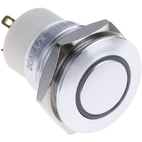 Bouton-poussoir, Verrouillable lumineux, LED Jaune, Unipolaire à une direction, 2 A, Montage panneau ( Prix pour 1 )