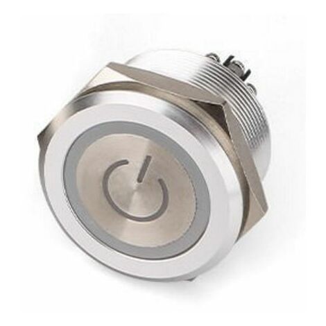 Bouton-poussoir, Verrouillable lumineux, LED Vert, Rouge, DPST, 5 A @ 250 V ac, Argent, Montage panneau 12V ( Prix pour 1 )