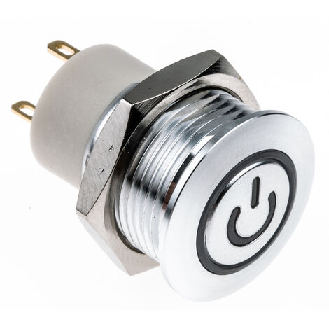 Bouton-poussoir, Verrouillable lumineux, LED Vert, Unipolaire à une direction, 2 A, Montage panneau ( Prix pour 1 )
