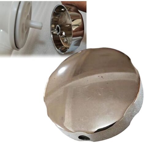 Bouton rotatif pour baignoire, couvercle de trop-plein de baignoire, en alliage de zinc, bouton rotatif pour bonde de baignoire/évacuations de bac à serpillière, argenté