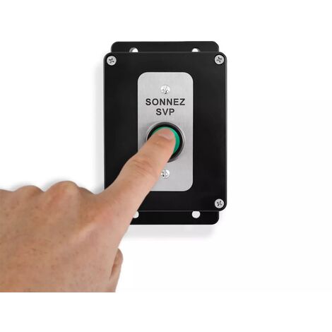 Bouton sans fil haute-résistance supplémentaire - 800m / NOIR "Sonnez SVP" (Gamme PROTECT 800)