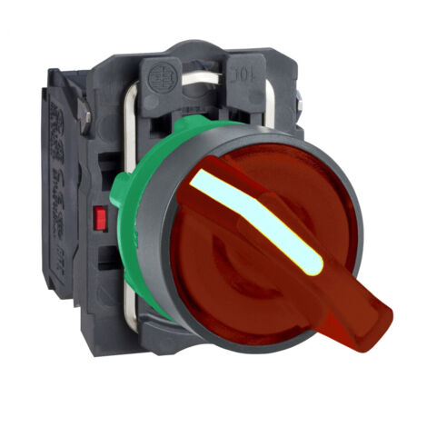 bouton tournant lumineux - 2 positions - 24v - rouge - schneider xb5ak124b5