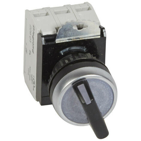 Bouton tournant lumineux à manette noir IP69 Osmoz complet 24V 2 positions fixes (023763)