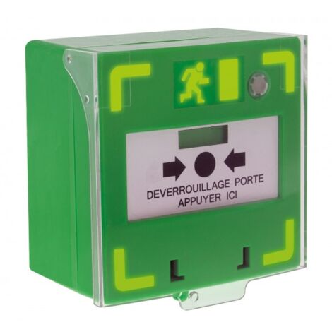 Bouton vert déclencheur déverrouillage des issues contrôlées sonore lumineux BDVL AIPHONE 120193