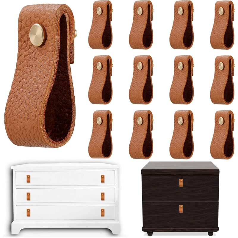Dpzo - Boutons d'armoire en cuir Tirettes de tiroir en cuir Cuir