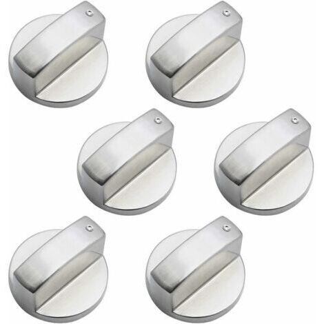 Boutons de Commande Universels en Métal Bouton Cuisinière à Gaz 6mm boutons de contrôle universels bouton de poêle pour cuisinière à gaz cuisinière four plaque de cuisson（6 Pièces）LO-Ron