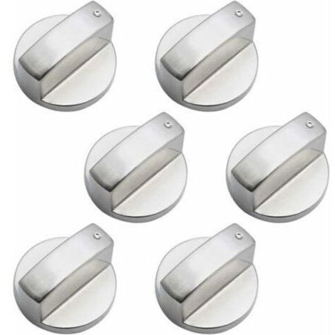 Boutons de Gaz 6mm Boutons de Commande Universels en Métal Bouton Universels Bouton de Poêle Argent Gaz Poêle Boutons pour Four Et Cuisinière à Gaz 6 Pièces