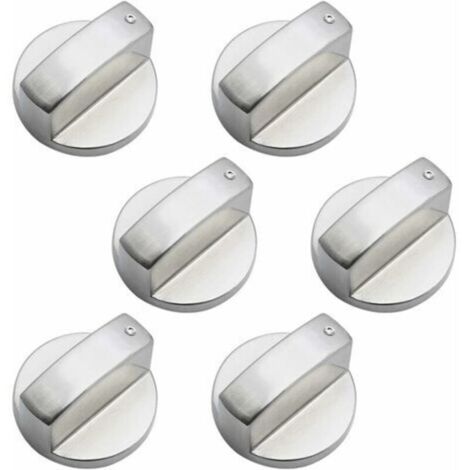 Boutons de Gaz 6mm Boutons de Commande Universels en Métal Bouton Universels Bouton de Poêle Argent Gaz Poêle Boutons pour Four Et Cuisinière à Gaz 6 Pièces