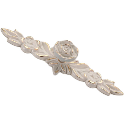 Boutons de meuble Euro Rose, style vintage raffiné, en alliage de zinc, motif floral 3D, pour la cuisine, la chambre et la salle de bain. Poignées de tiroir couleur feuille, ivoire avec bordure dorée,
