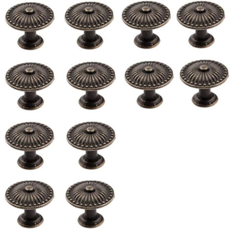 Boutons de meuble vintage – lot de 12, bronze, avec vis, pour tiroirs/cuisines