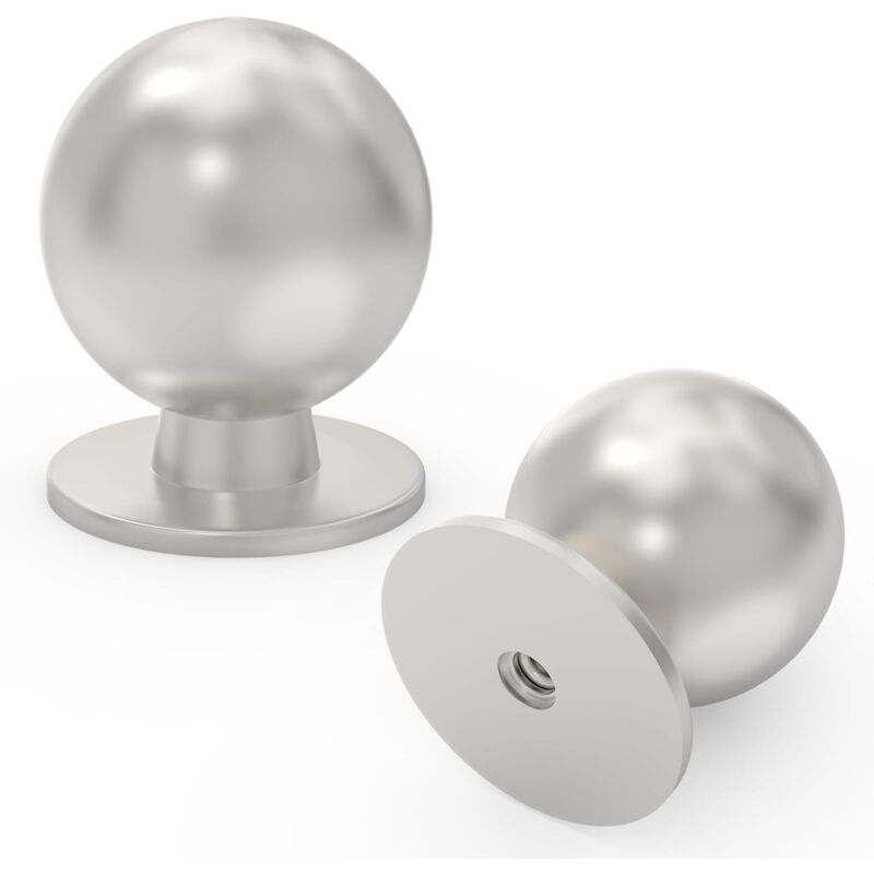 Boutons de meubles ronds - conviennent à différents styles de meubles, armoires, caves à vin, etc. - Lot de 10, argentés