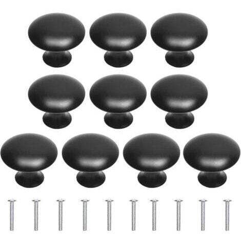 Boutons De Placard De Cuisine, Poignées De Tirage Avec Vis, Boutons De Placard Ronds En Métal Quincaillerie Poignées De Tiroir Pour Tiroir, Placard, Commode, Armoire (10, Noir)