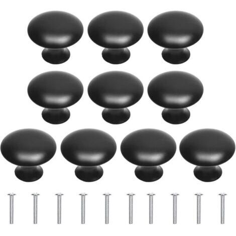 Boutons De Placard De Cuisine, Poignées De Tirage Avec Vis, Boutons De Placard Ronds En Métal Quincaillerie Poignées De Tiroir Pour Tiroir, Placard, Commode, Armoire (10, Noir)