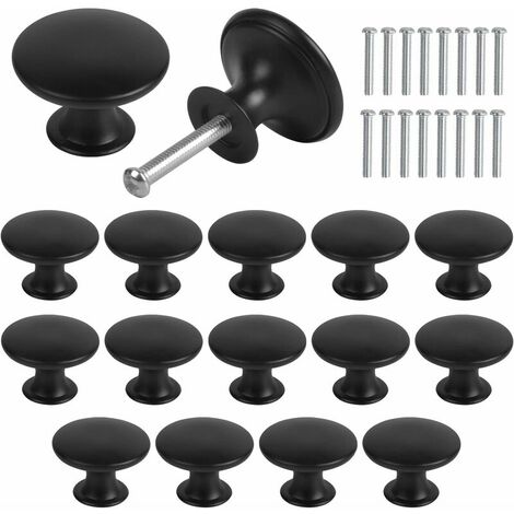 Boutons de Placard Starlight Boutons de Tiroir Vintage, 30mm Tiroir de Porte Poignée, Rond Bouton de Meubles, Boutons de Porte, Poignées de Meuble pour Armoire Cuisine, Tables Chevet 16PCS  (Noir)