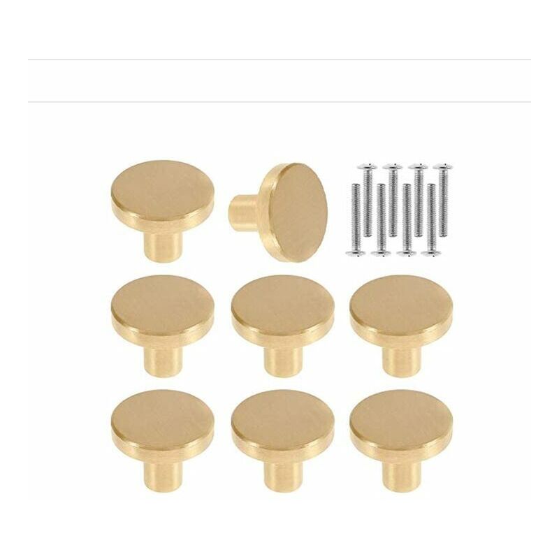 Boutons de Porte Boutons d'armoire Ronds en Laiton Massif Poignées Rondes de Meuble Vintage avec Vis pour Armoire Placards Tiroirs 20 x 25mm (8Pcs),