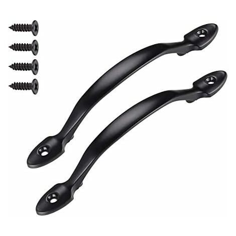 Boutons de porte d'armoire noire à la surface polie avec des vis, 6,3 po boutons de porte d'armoire, tiroirs de salle de bain, poignée de porte interne en acier inoxydable, poignée de porte de jardin