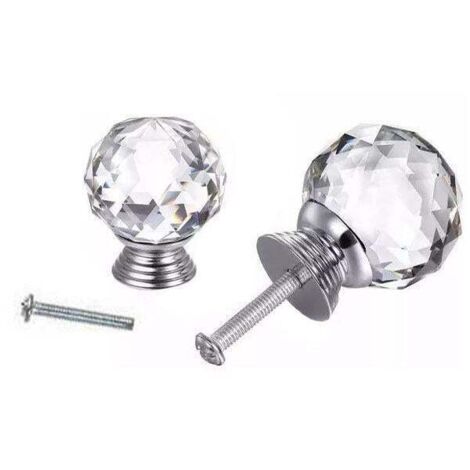 Boutons de porte en verre cristal, poignées de tiroir, boutons de porte de placard avec vis, lot de 10, 40 mm