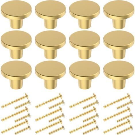 Boutons de Porte, Laiton Rond Boutons de Meuble, 20×25mm Vintage Poignées de Meuble dorée pour Commode, Armoire, Meuble, Porte