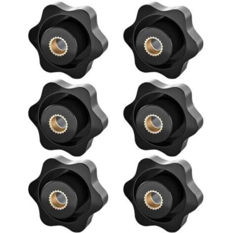 Boutons de serrage M8, écrous étoiles, boutons de serrage filetés moletés, boutons d'écrou de serrage à tête étoilée, jeu de 6 pièces