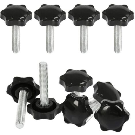 Boutons de serrage manuels M8 × 40 mm – Lot de 10 vis tête moletée avec écrou en étoile, acier zingué