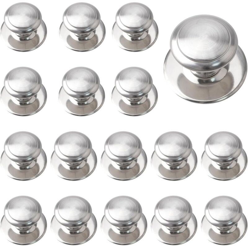 Boutons de tiroir en acier inoxydable, 16 poignées d'armoire autocollantes, poignée de porte coulissante adhésive de 1,18 pouce avec vis de montage