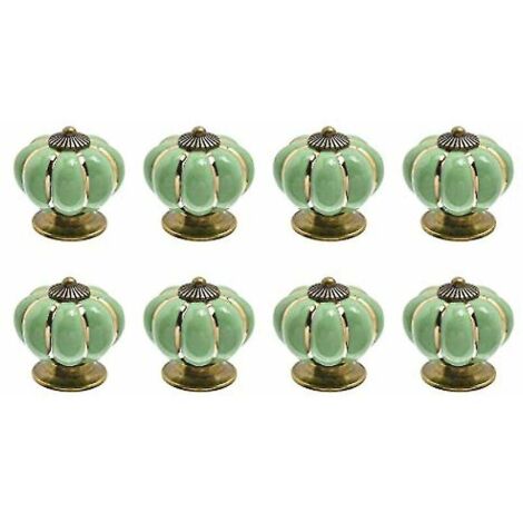 Boutons de tiroir en céramique en forme de citrouille pour tiroirs et placards de cuisine (vert)