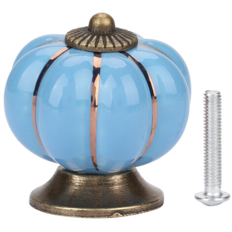 Boutons de tiroir en céramique style européen, citrouille bleue pour meubles