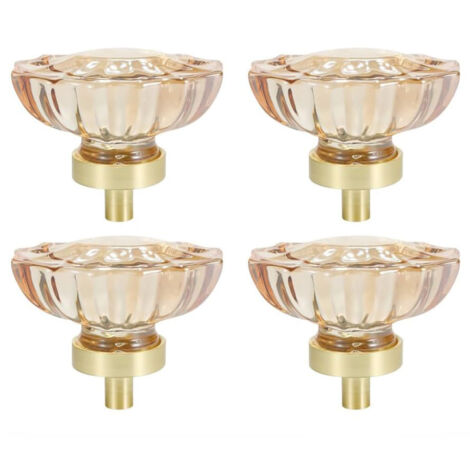 Boutons de Tiroir en Cristal, 4 Pcs Boutons de Porte en Forme de Fleur/Ovale, Décoration Poignées Vintage pour Armoire, Placard, Armoire, Commode