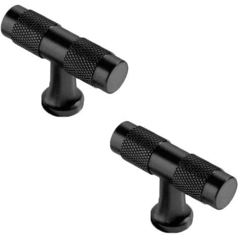 Boutons de tiroir en T, poignées d'armoire pour armoire, placard, chambre, 2 pièces (noir)