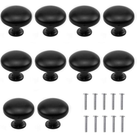 Boutons et poignées de meubles,10PCS Noir Tiroir de Porte Poignée, 30mm Bouton de Meubles, Unique Trou Rond Boutons de Tiroir