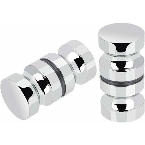 Boutons Inox de Porte de Douche Coulissante Poignées de Porte de Douche en Verre pour Salle de Bain Cuisine Maison Bureau Hôtel（2 Paires）LO-Ron
