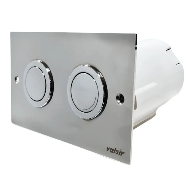Plaque de commande pneumatique R7 chromé brillant wc encastré Valsir double volume