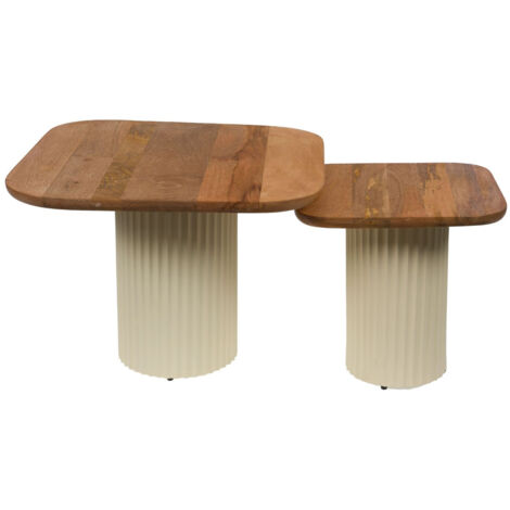 Bouts de canapé en bois d'acacia et métal beige (set de 2) - BETH