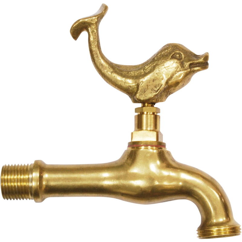 Robinet de jardin animal Dauphin entrée mâle 15x21, M20x27 livré avec rosace - Boutté