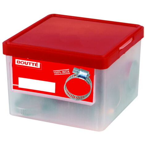 BOUTTÉ Boîte de 25 colliers bande ajourée inox de serrage, l. 13mm, Ø 14/22