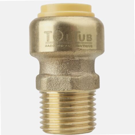 Boutté – Raccord laiton union mâle 15x21 Ø16 – Tenue en pression 16 bars – Température maximale 80 °C – Compatible tubes cuivre et PER