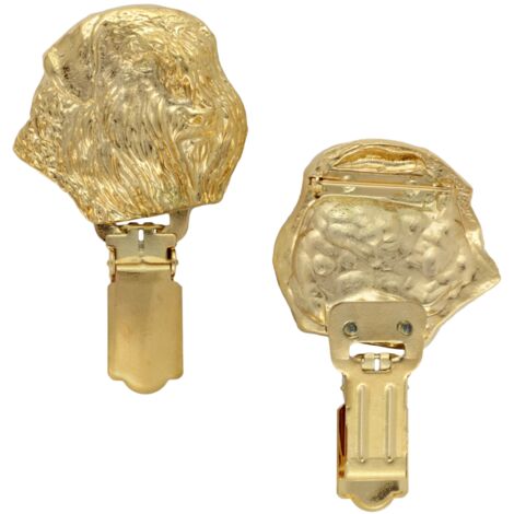Bouvier des Flandres - broche avec clip, porte-numéro de départ plaqué or, badge noble pour expositions canines par Art-Dog