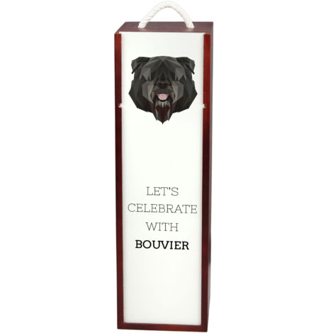 Bouvier des Flandres - une boîte géométrique avec une photo et une inscription pour le vin par Art-Dog