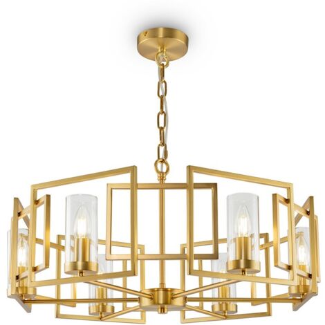 Bowi Lámpara Colgante de Techo Cilíndrica Oro, 6 Luces, E14