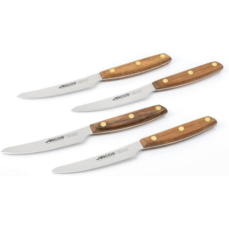 Bows Nordika Serie - Set 4 Besteckmesser - Edelstahl NITRUM - Klinge de 100 mm -. Griff de Ovengkol Holz 100% natürlich de FSC® zertifizierte Wälder - 100% recycelte Verpackung