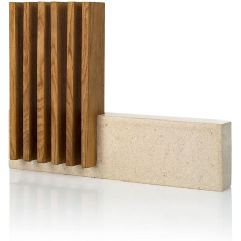 BowsBracket of Petra Knives - Fabriqué of calcaire et bois - 28x36x7 cm - Capacité 6 couteaux (COUTEAUX NON INCLUS)