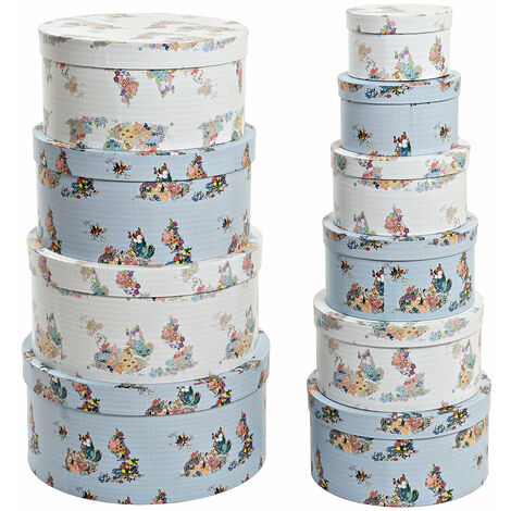 BOX 10 KARTONS 37,5X37,5X18 RUNDER BLAUER KARTON Material Farbe BLAU WEISS MEHRFARBEN Familie BESTELLdetails