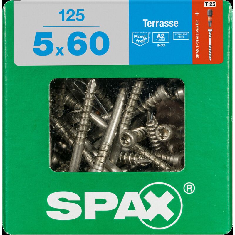 

acero inoxidable Tornillo 'A2' de 60 x 5 mm - 125 pcs - Spax