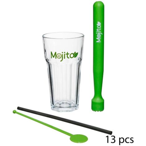 Box 13 stück mojito - Mojito-Set 13-teilig - Glas und Polypropylen - Maße L.17 -5 x B. 17 -5 x H. 17 -5 cm Glas: D. 8 x H. 14.5 cm - Sg secret de gourmet