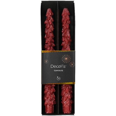Box 2 Candele albero rosso H25cm